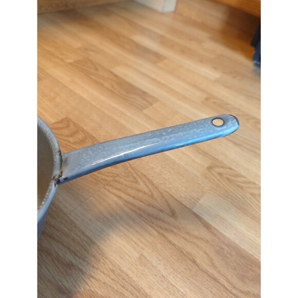 Enamelware Saucepan Pan Pot Gray Speckled Handle Gray Vintage 10" - Picture 2 of 8